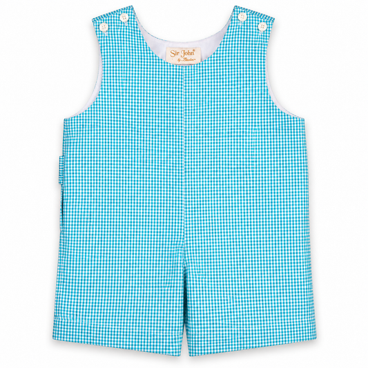 Turquoise Seersucker Romper
