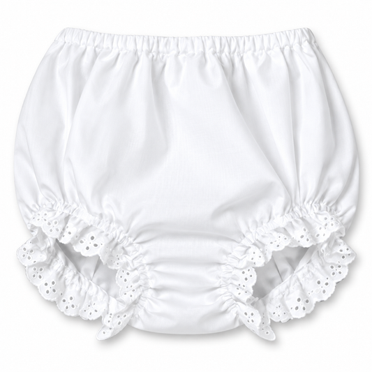 Girl White Diaper Cover with Lace