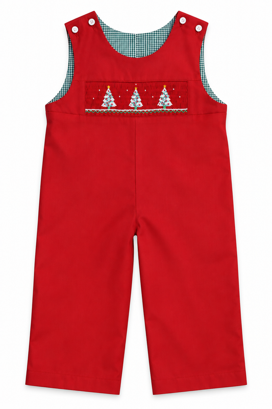 Christmas Trees Red Smocked Longall