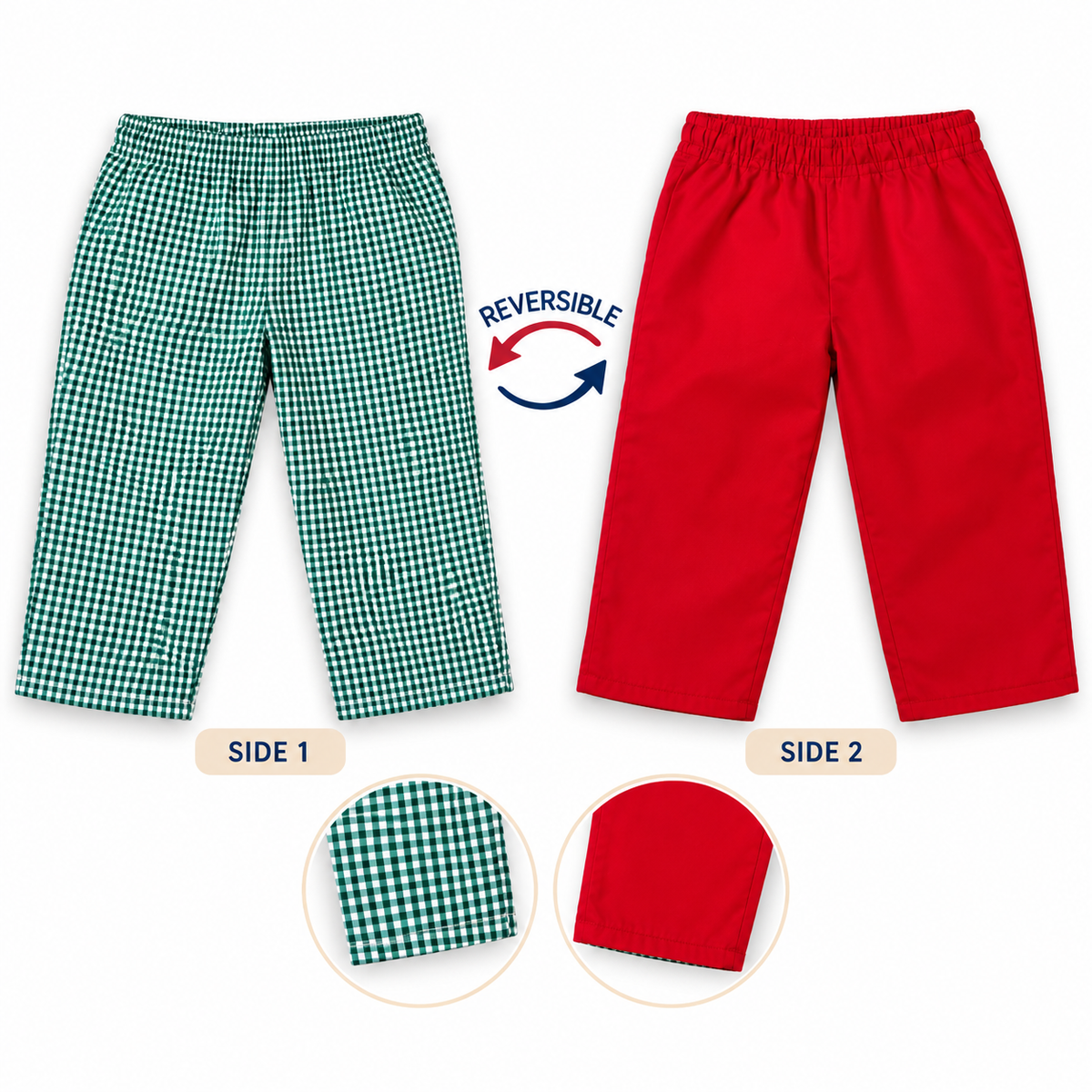 Christmas Train Smocked White Shirt & Green Gingham Pants