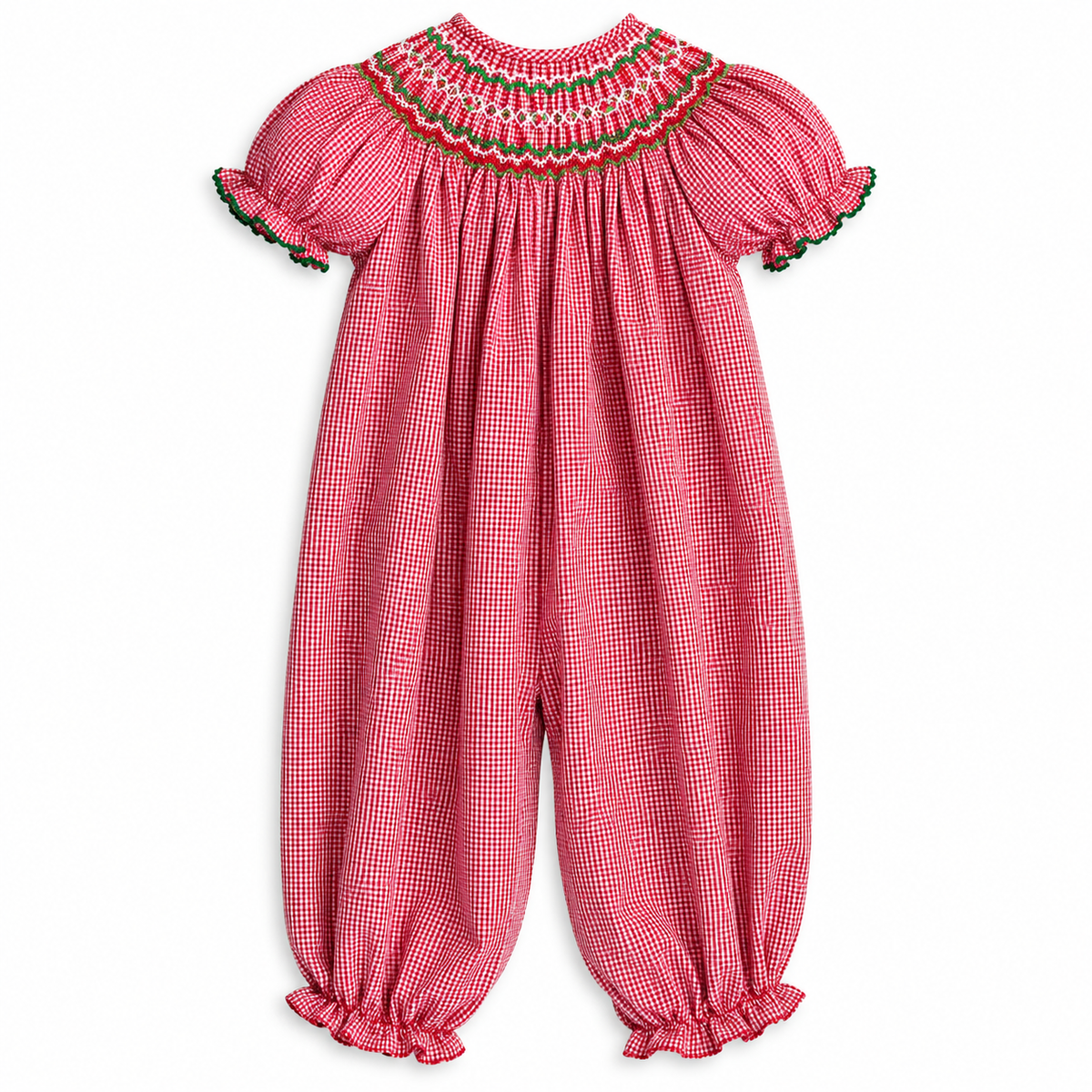 Jesse Red Gingham English Smocked Knicker w/RicRac