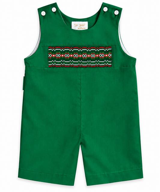 Forest Green English Smocked Romper