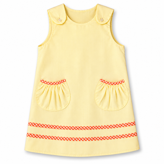 Plain Jane Yellow w/Orange Gingham Reversible Aline