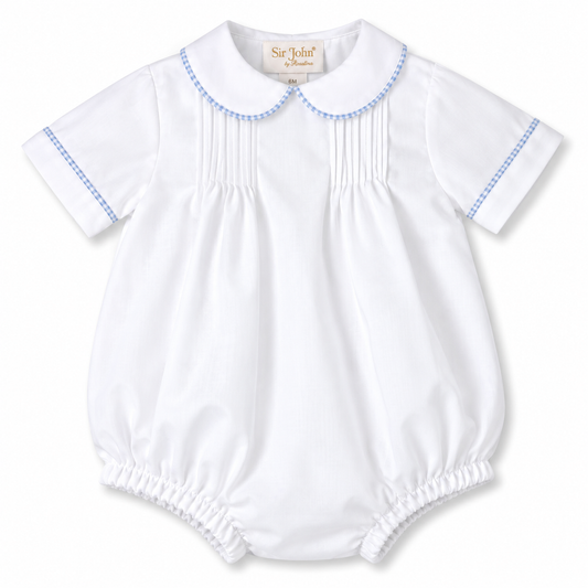 White Boy Bubble L.Blue Gingham Piping