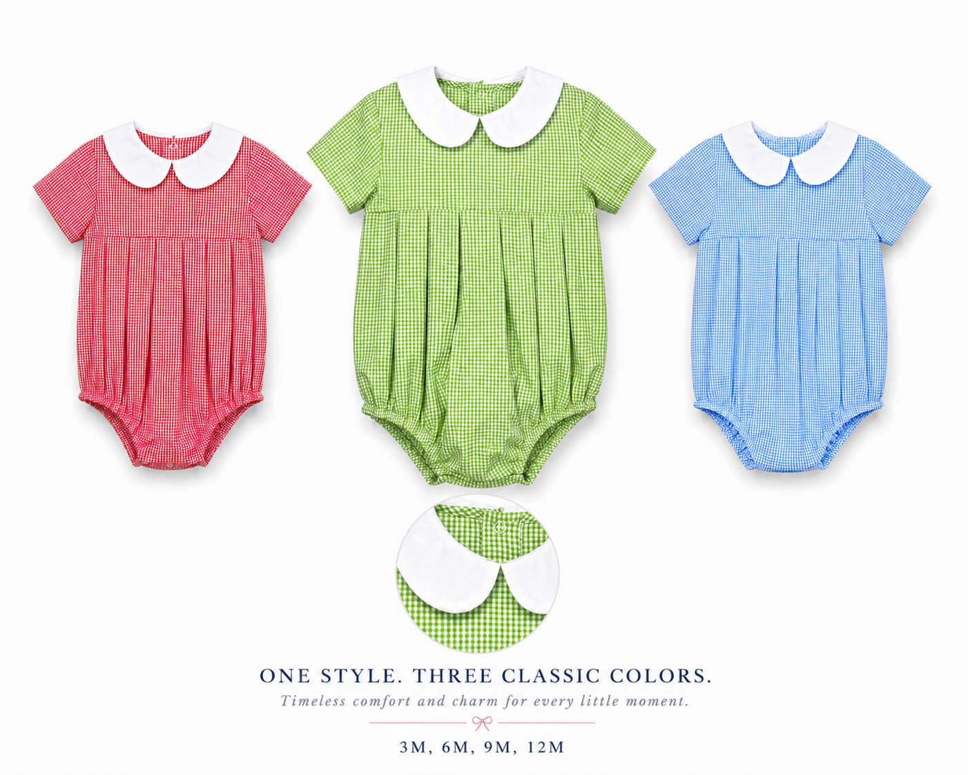 Classic Green Gingham Peter Pan Collar Baby Bubble 10022BUB