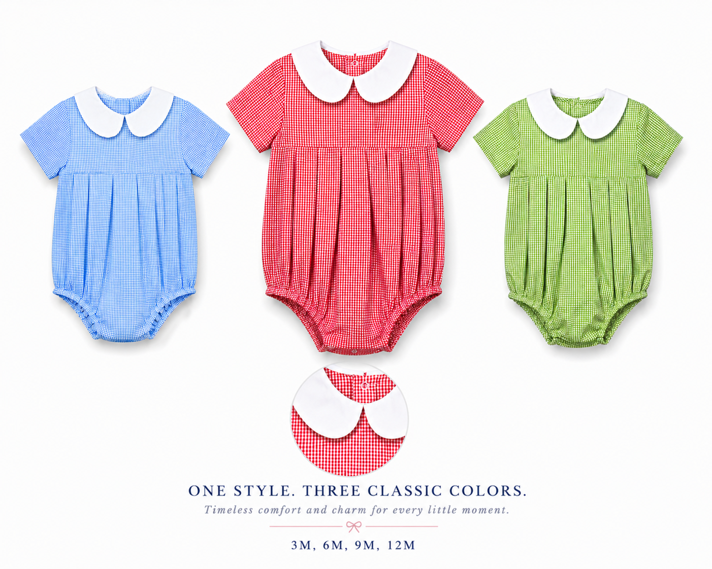 Classic Red Gingham Peter Pan Collar Baby Bubble 10022BUB