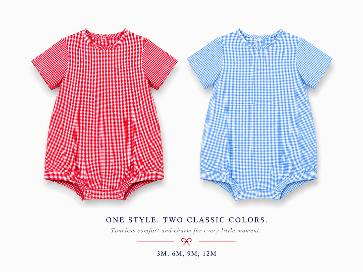 Classic Red Gingham Short Sleeve Baby Bubble 10023BUB