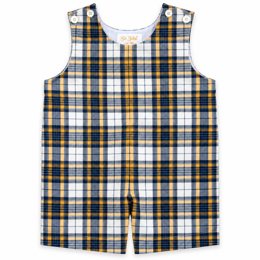 Yellow & Navy Blue Plaid Romper
