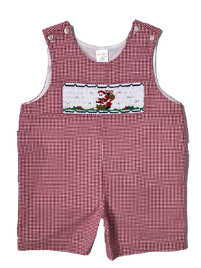 Santa on Chimney Smocked Boys Romper