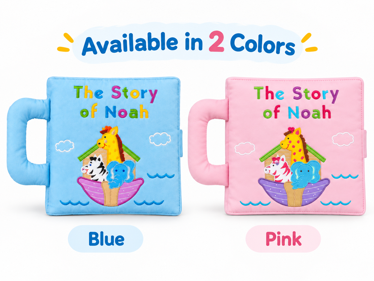 The Story of Noah Soft Cloth Bible Activity Book | Pink or Blue|