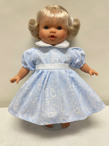Blue Floral Print 10 inch Doll Dress (Doll Sold Separately)