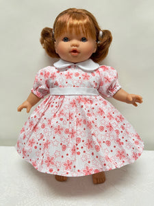 Red Floral Print 10 inch Doll Dress (Doll Sold Separately)