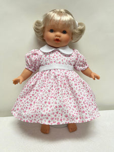 Medium Pink Floral Print 10 inch Doll Dress (Doll Sold Separately)