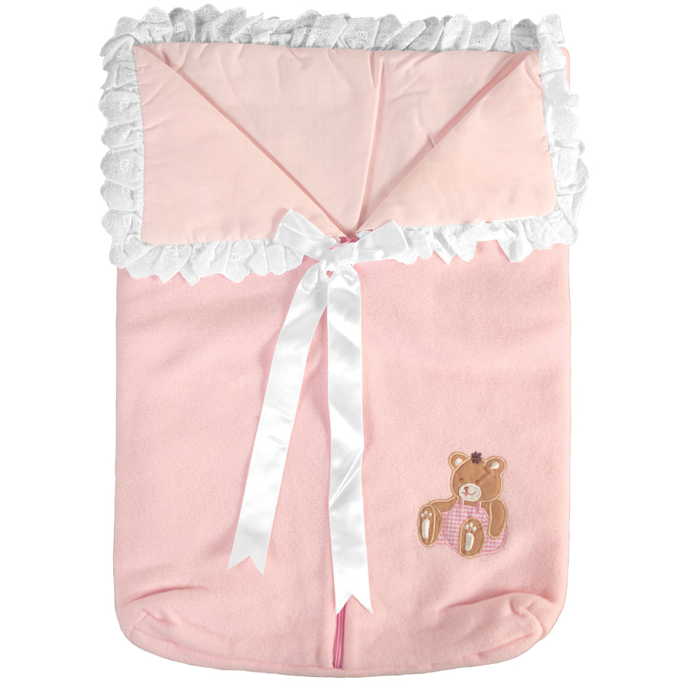 Doll Fleece Bunting Bag with Bear Pink or White 18" 20" 1148
