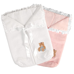 Doll Fleece Bunting Bag with Bear Pink or White 18" 20" 1148