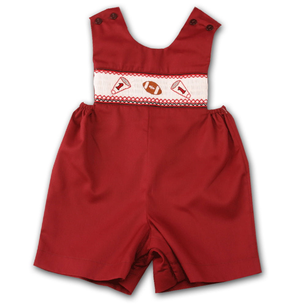Football Maroon Smocked Romper 05F 2064 R