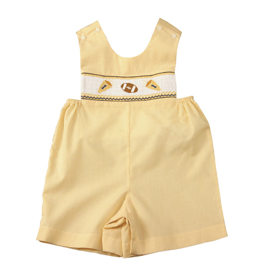Football Yellow Gingham Smocked Romper 12F 2069 R