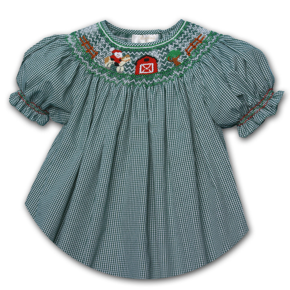 Cowboy Santa Green Gingham Smocked Bishop 06H 2106 B GR