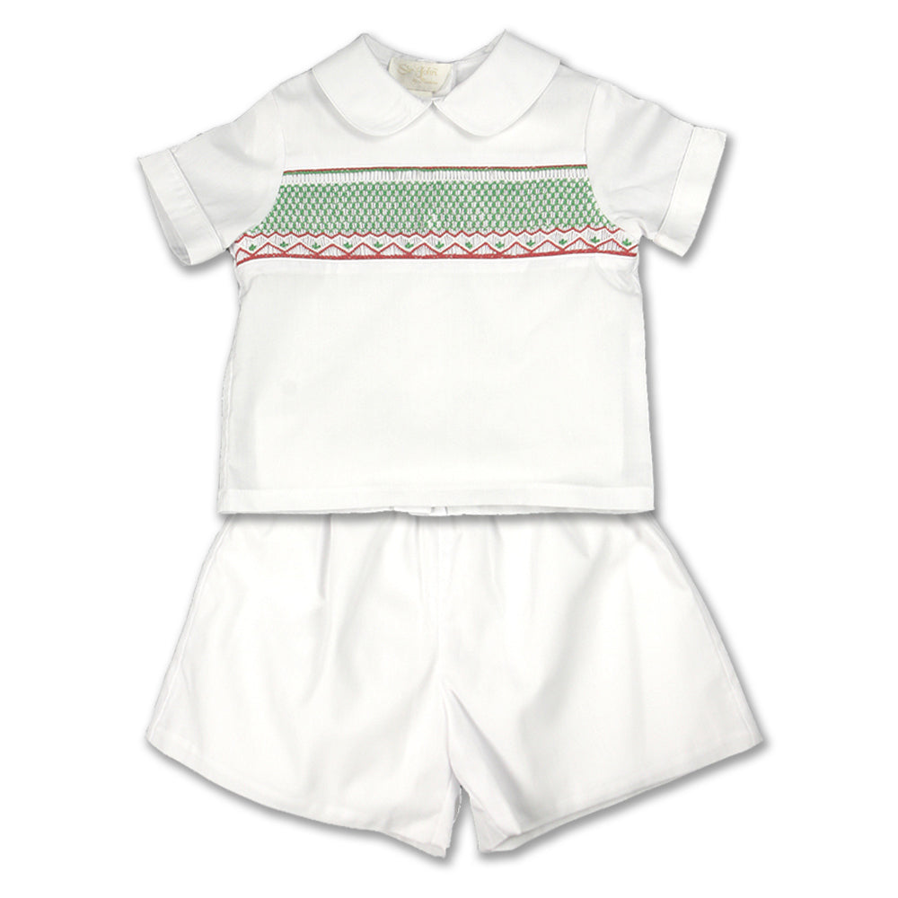 White Christmas English Smocked Short Set (Carla)