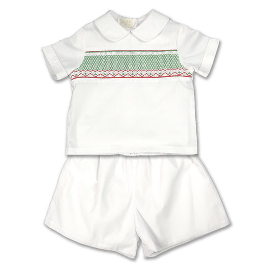 White Christmas English Smocked Short Set (Carla)