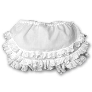 White Diaper Cover with Lace Ruffles 2738