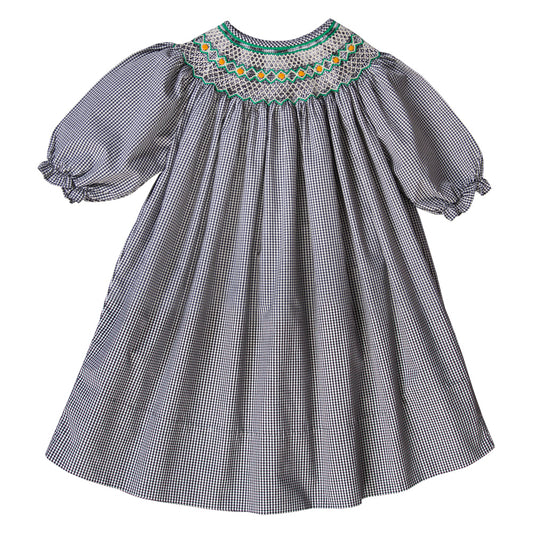 Rosebuds Black Gingham Smocked 3/4 Sleeve Bishop 08F 2783 B