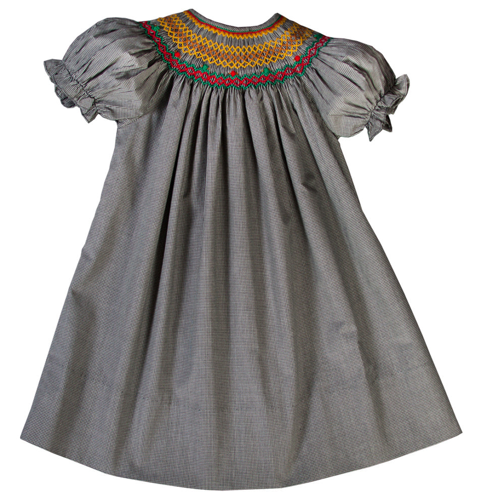 Micro Black Gingham Smocked Bishop 08F 2800 A