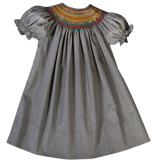 Micro Black Gingham Smocked Bishop 08F 2800 A