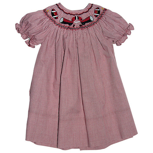 Football Maroon Gingham Smocked Bishop 09F 3300 B