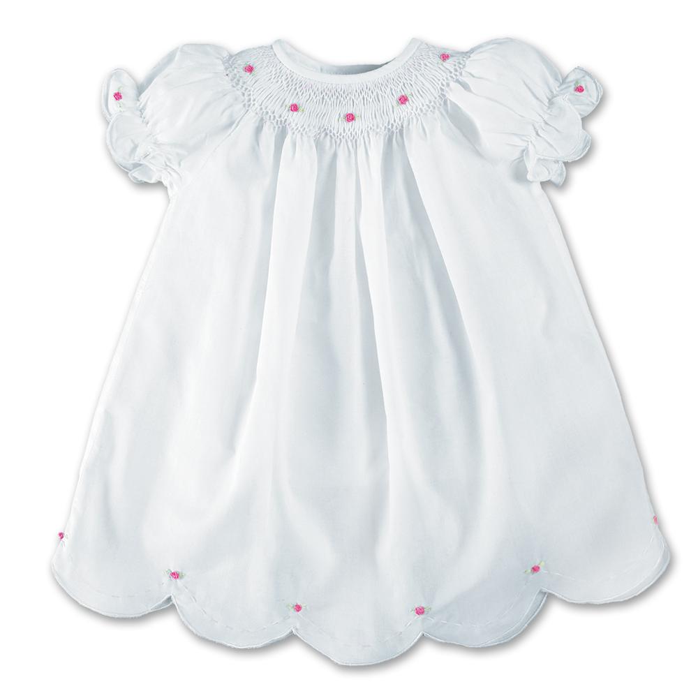 White Smocked Scallop Daygown AYR 10SS 3427 C