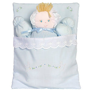 Blue Bunting Doll with Embroidered Flower Design 3471