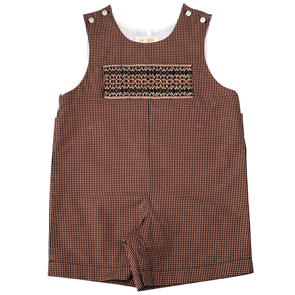 Brown Gingham English Smocked Romper 10F 3477R
