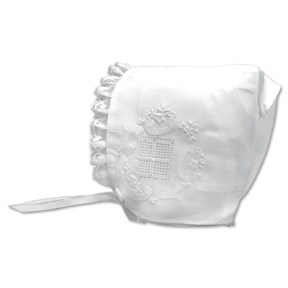 White Embroidered Beatrice Bonnet AYR 3672 BB