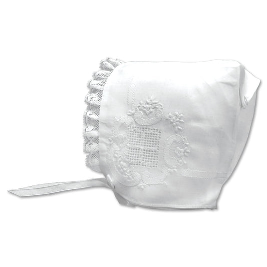 White Embroidered Beatrice Bonnet AYR 3672 BB
