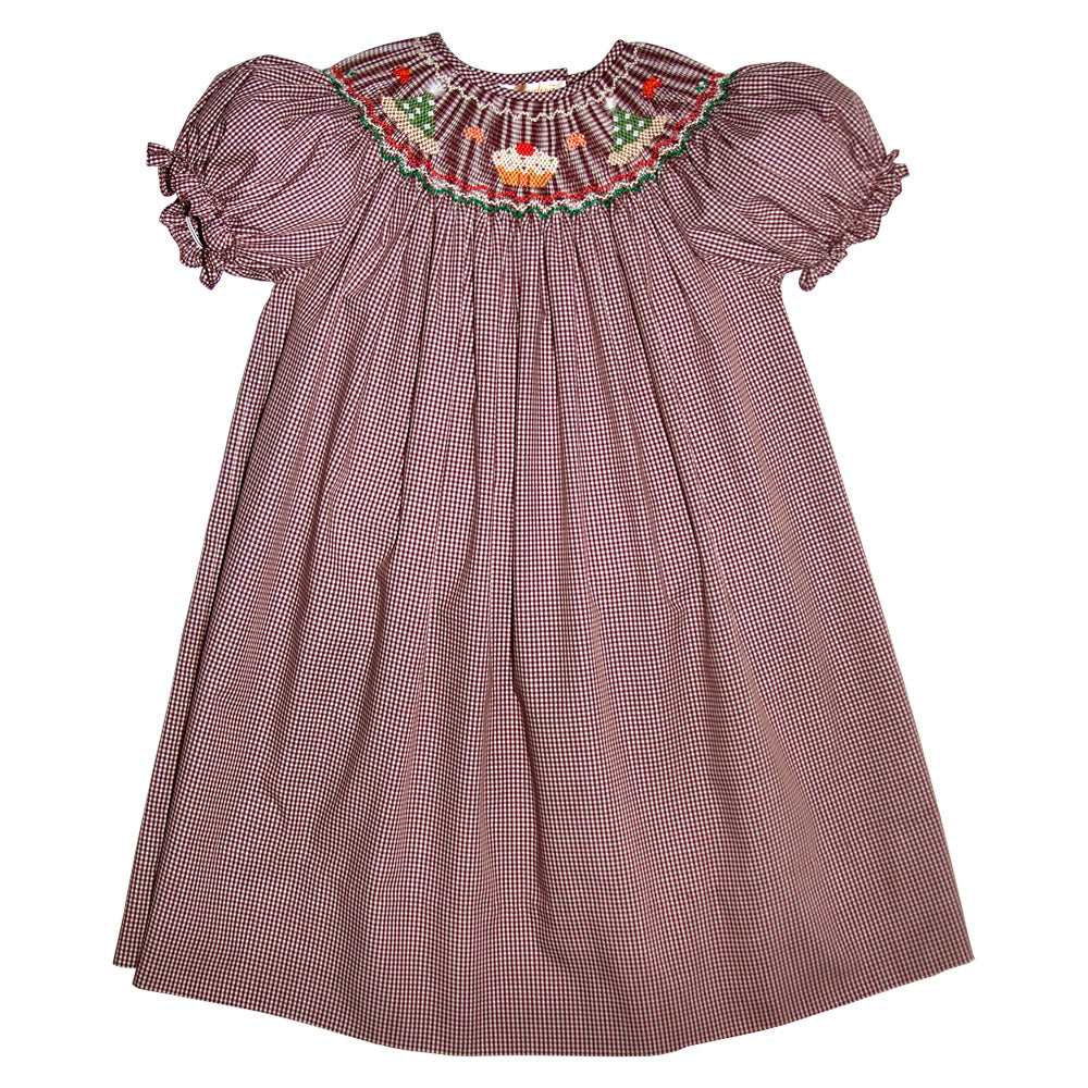 Birthday Brown Gingham Smocked Bishop 11F 4077 A