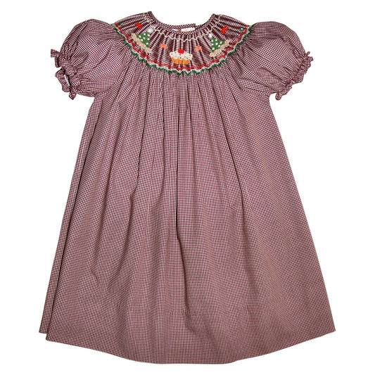 Birthday Brown Gingham Smocked Bishop 11F 4077 A