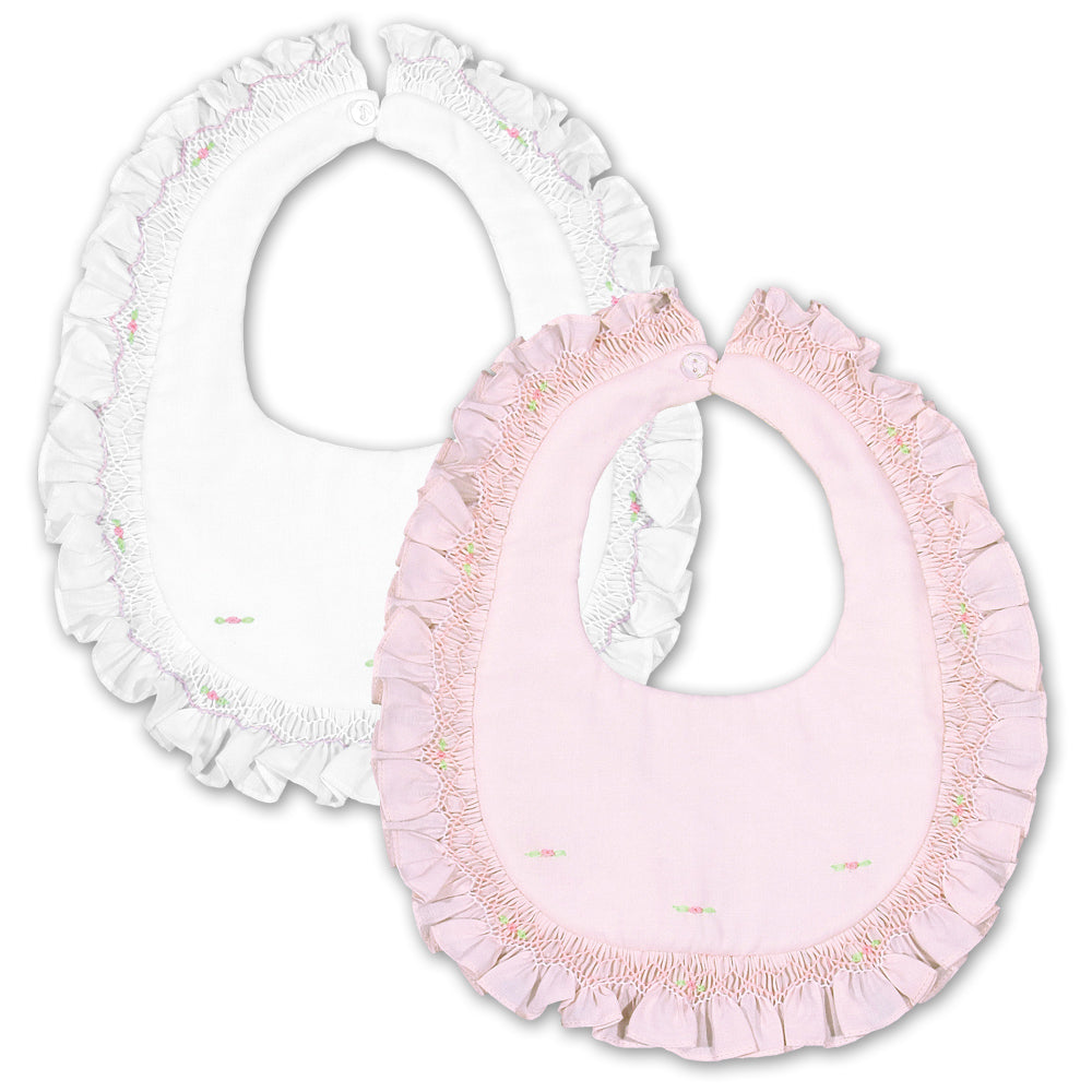 English Smocked Bib with Ruffles 4282 BB