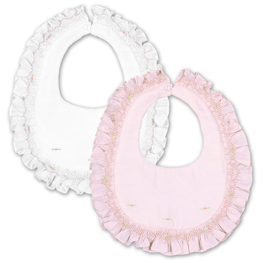 English Smocked Bib with Ruffles 4282 BB