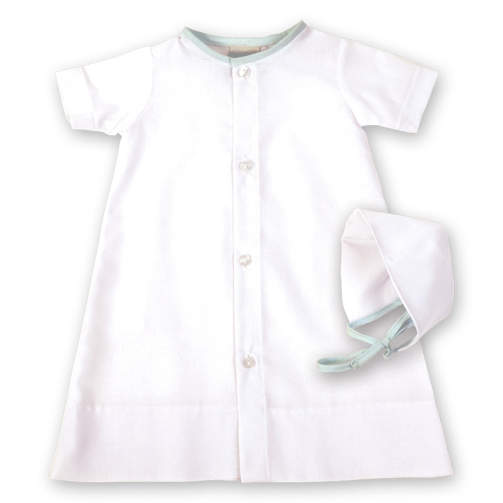 Blue Trimmed Daygown with Bonnet AYRD 4310 B