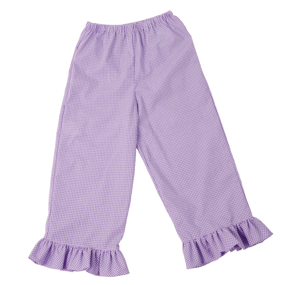 Purple Gingham Pants with Ruffles \u0026 Pockets – Rosalina Baby Boutique