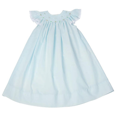 Blue with White Smocked Angel Sleeve Lacy Bishop 13SS AYR 4561 A_BW