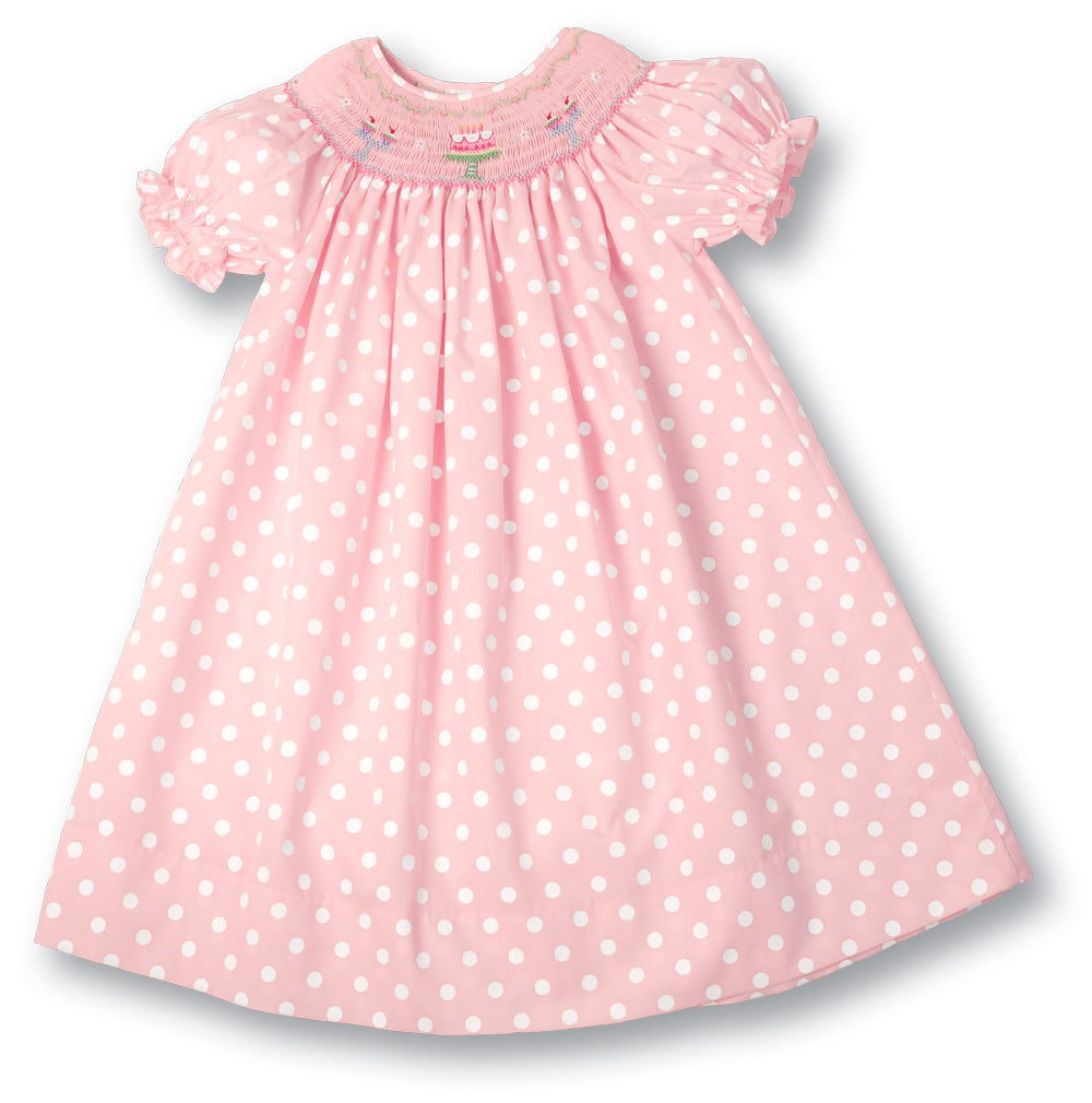 Birthday Pink Polka Dot Smocked Bishop 17SP AYR 4655 A