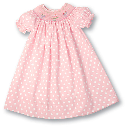 Birthday Pink Polka Dot Smocked Bishop 17SP AYR 4655 A