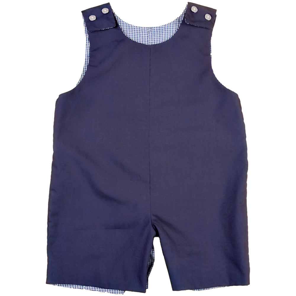 Navy Blue Reversible Gingham Romper AYR 4705 R NVY