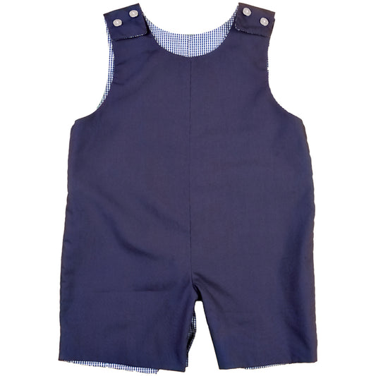 Navy Blue Reversible Gingham Romper AYR 4705 R NVY