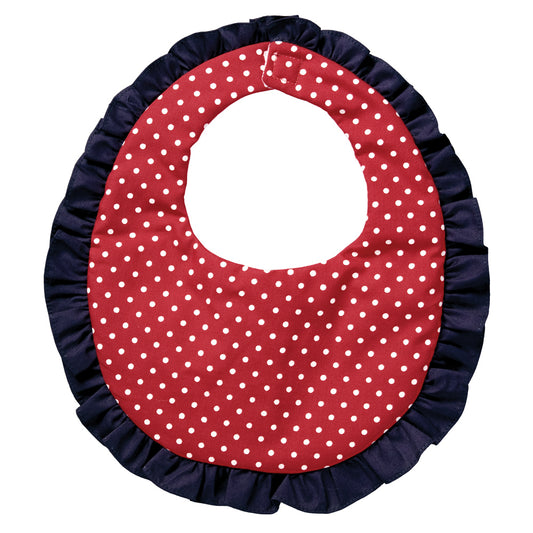 Red White Polkadot Navy Ruffled Bib 4872 BIB