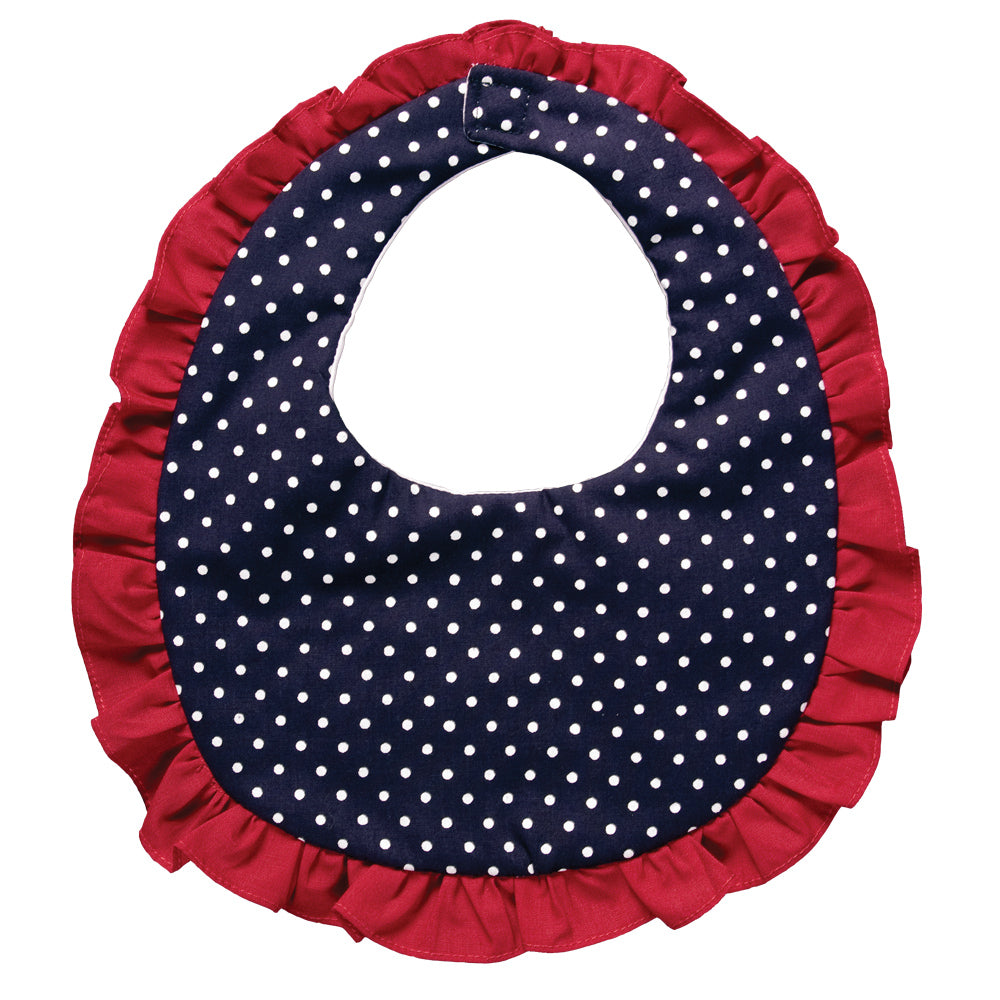 Navy White Polkadot Red Ruffled Bib 4873 BIB