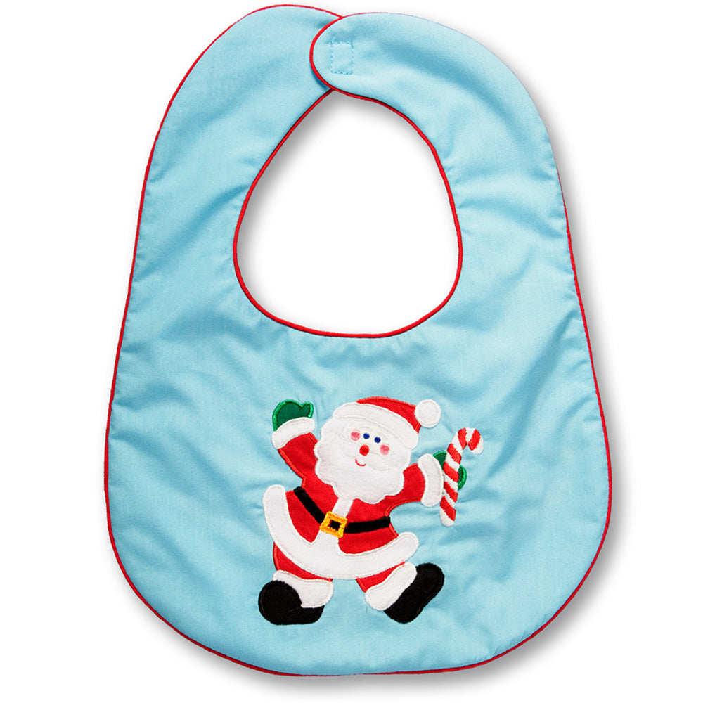 Santa Turquoise with Red Trim Bib 13H 4882BIB