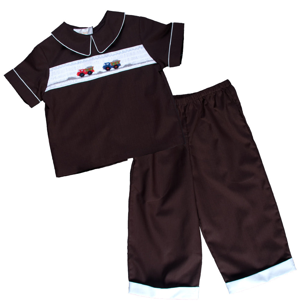 Dump Trucks Dk. Brown Smocked Shirt & Pants with Pockets 13F 4890 SP