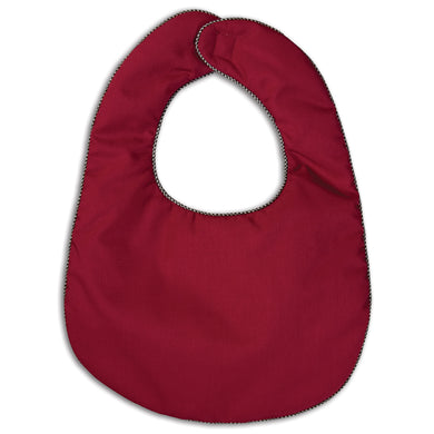 Maroon Bib with Black Tiny Gingham Trim 14F 5156 BIB MRN